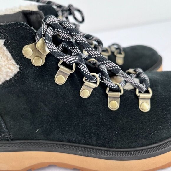 Sorel Women's Hi-Line Hiker Cozy Boot Size 6 in Black Faux Shearling Urban - Picture 4 of 13